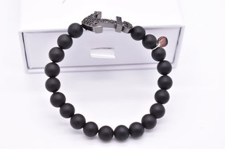 Parisi Armband - Schwarze Onyx Steine - Edelstahl Anker - Schwarzen Zirkon Steine - Damen - Mann - Herren - Inkl. Weiße Schmuckschachtel