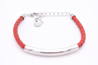 Parisi Armband verstellbar - geflochtenes Leder in rot- Verschluss Silber 925er - Frauen - Männer - Inkl. Weiße Schmuckschachtel