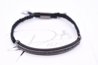 Parisi Armband - Verstellbar - Schwarzes Edelstahl - Schwarzen Zirkonia Steinen - Frauen - Herren - Männer - Inkl. Weiße Schmuckschachtel