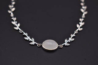 Parisi Bracciale in argento 925 - Motivo a foglia - Cristallo di calcedonio - Donna - Donne - Signore - Inclusa confezione gioielli bianca