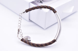 Parisi Armband verstellbar - geflochtenes Leder in Braun - Verschluss Silber 925er - Frauen - Männer - Inkl. Weiße Schmuckschachtel