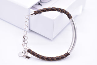 Parisi Armband verstellbar - geflochtenes Leder in Braun - Verschluss Silber 925er - Frauen - Männer - Inkl. Weiße Schmuckschachtel