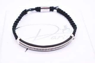 Parisi Armband - Verstellbar - Silbernes Edelstahl - Schwarzen Zirkonia Steinen - Frauen - Herren - Männer - Inkl. Weiße Schmuckschachtel