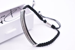 Parisi Armband - Verstellbar - Silbernes Edelstahl - Schwarzen Zirkonia Steinen - Frauen - Herren - Männer - Inkl. Weiße Schmuckschachtel