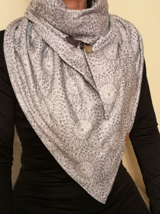 Parisi Winterschal, dreieckig, grau weiß farben, neueste Mode, weich und bequem, für Frauen und Mädchen