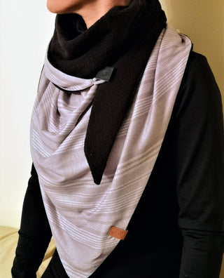 Parisi Winterschal, dreieckig, grau weiß farben, innen schwarz farbe, neueste Mode, weich und bequem, für Frauen und Mädchen