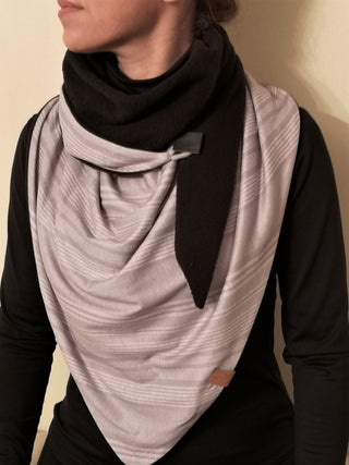 Parisi Winterschal, dreieckig, grau weiß farben, innen schwarz farbe, neueste Mode, weich und bequem, für Frauen und Mädchen