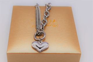 Parisi, Armband aus Edelstahl mit herzförmigem Anhänger, modisch, für Frauen